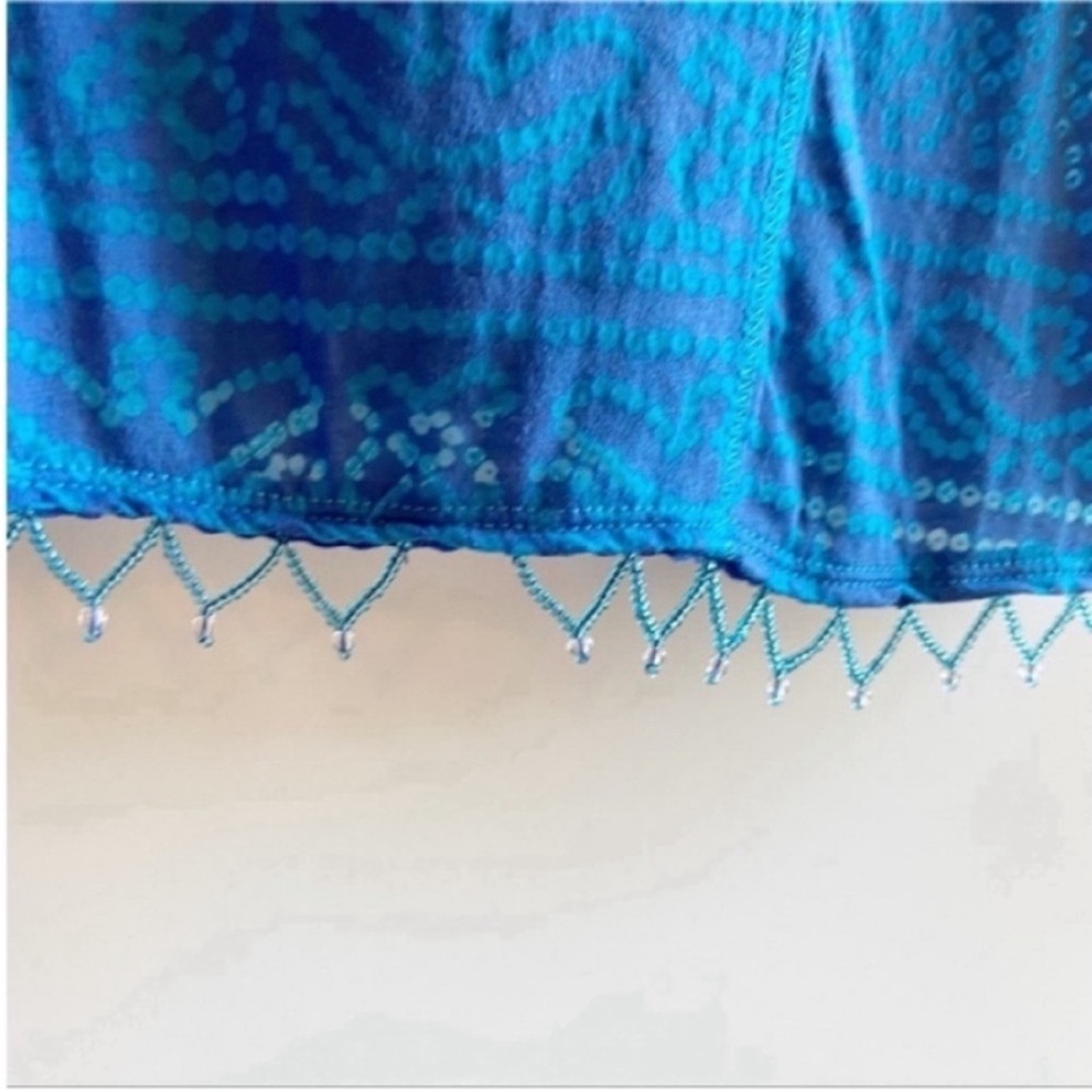Free People Shibori shirt blue ombré burnout beaded sheer - Picture 11 of 11